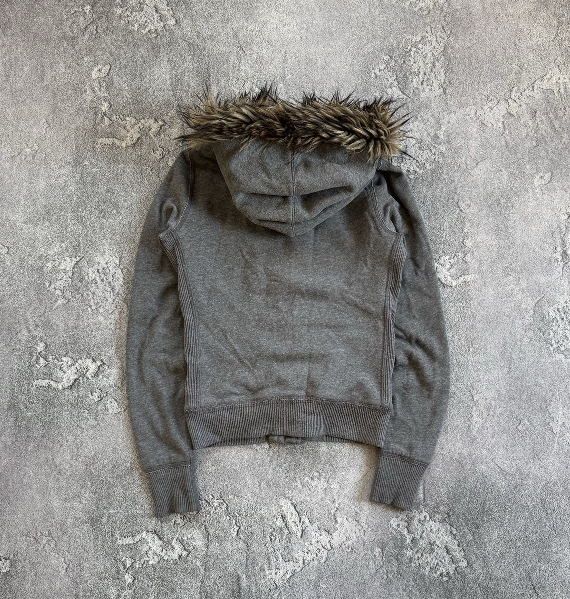 Abercrombie Fitch Crazy Fur Faux Hoodie Zip Jacket Opium If