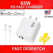 3FT USB-C Charging Cable 65W Power Adapter Duo Wall Charge For Samsung Galaxy