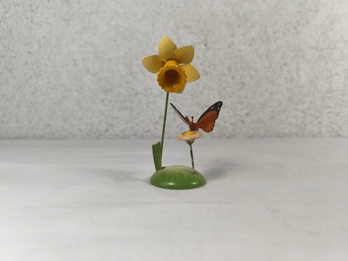Erzgebirge Wendt & Kühn - Papillon avec narcisse - Porte-cartes de table