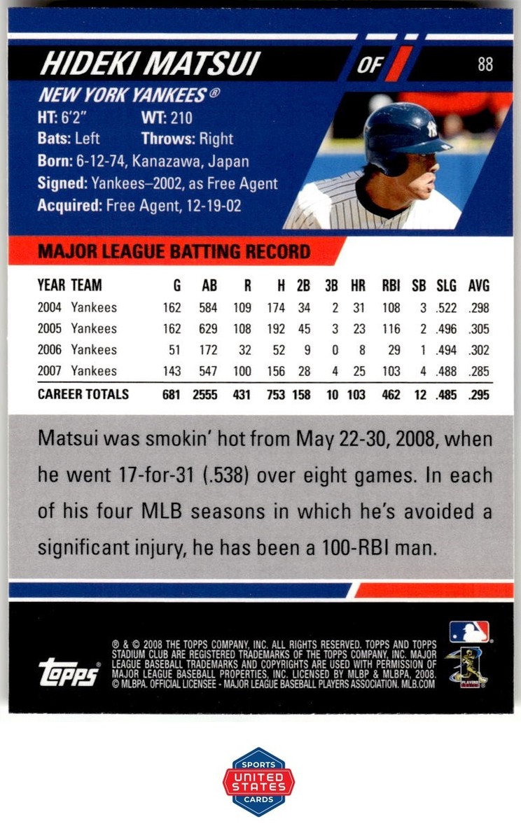 2008 Stadium Club #88 Hideki Matsui | eBay