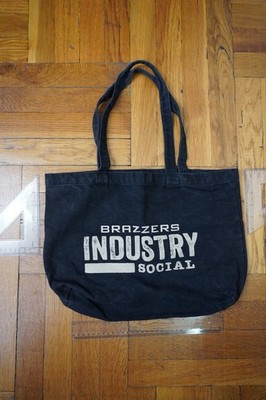 Brazzers Industry Social Black Canvas Tote Bag Rare Event Promo Shoulder Bag