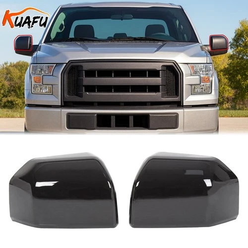 For Ford F150 F-150 2015-20 Glossy Black Replacement Top Half  Mirror Covers Cap