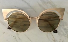 Fashionable Gold Tone "Cat Eye" Sunglasses