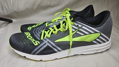 Brooks Hyperion Running Shoes Mens Size 11.5 Black Neon Yellow Lightweight Mesh