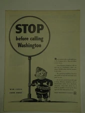Magazine Ad* - 1942 - AT&T / Bell System - World War II - Washington