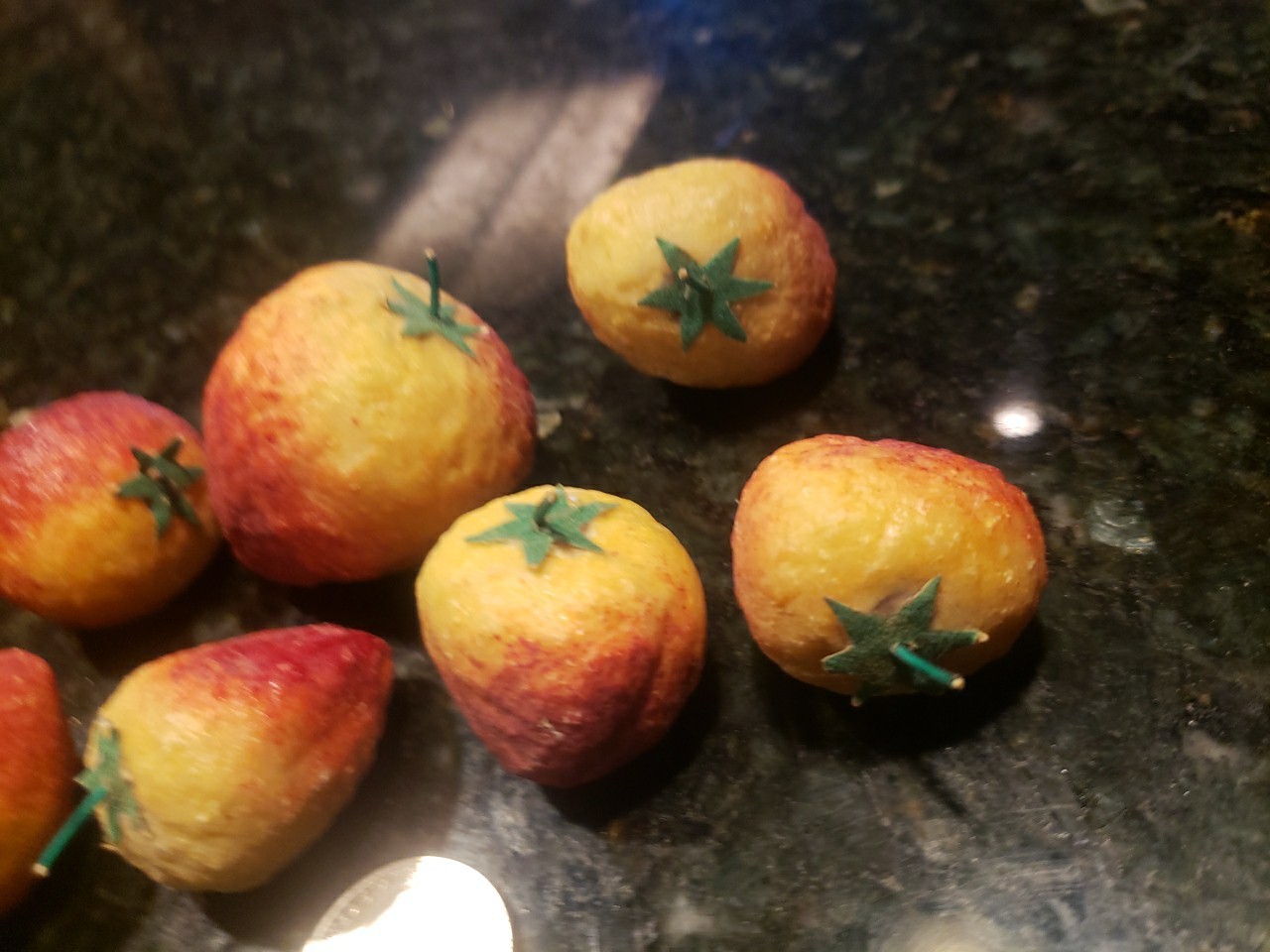 Vintage Italian Alabaster Stone Fruit Strawberries 7 Total