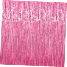 Foil Fringe Curtains Streamers Party Decorations 3.3 x 8.2 ft 2 Pack Pink