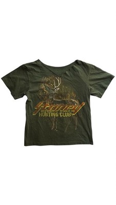 Post Malone Stoney Hunting Club Tour T Shirt Distressed Green Crop M