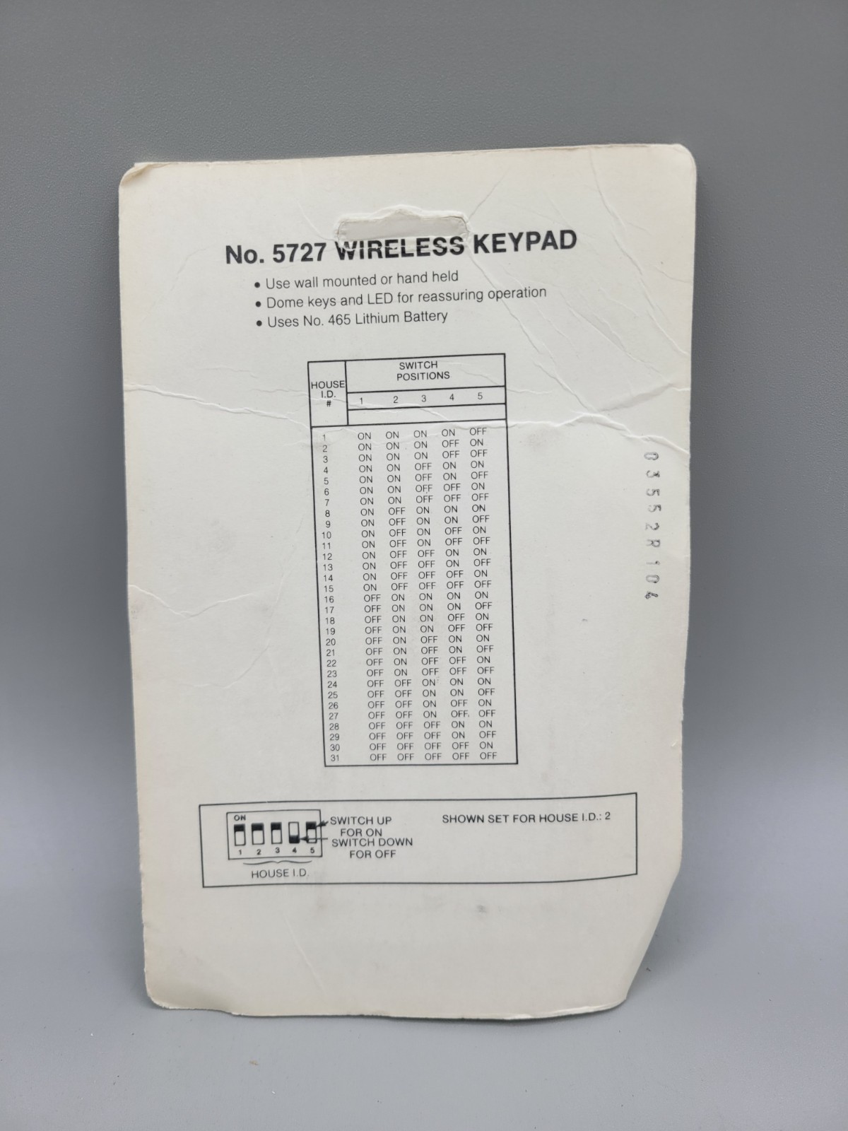 New Ademco 5727 Wireless Keypad LED Dome Keys Wall Mount or Hand Held