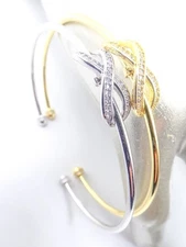 NEW Dainty 18kt Gold Plated Crystals Infinity Forever LOVE Thin Cuff Bracelet