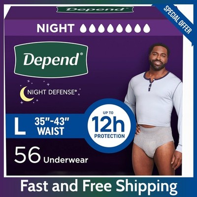 Depend Men s Night Defense Large Underwear, Overnight Grey 14/22/56 Pack Options
