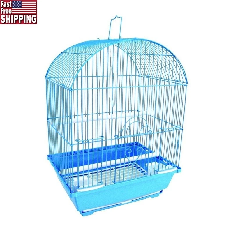 Small Parakeet Cage W/ Sliding Doors Perches Swing Feeding Cups Indoor Use