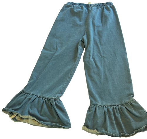 Matilda Jane Girls Jean Big Ruffle Pants with colorful buttons -Size 12 - Picture 2 of 8