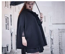 Gallery Woman Black Hooded Cape /Poncho Coat – Size 3X