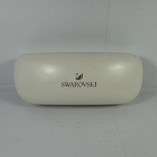 Swarovski White Hard Eyeglass Case Felt Lining Flip Top for Glasses w/ Cloth