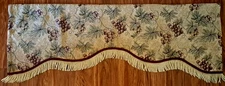 Jacquard Tapestry Valance Grapes Fringe Scalloped Ivory Purple Elegant 53x20