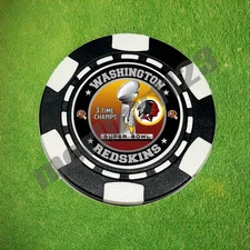 Washington Redskins Dia-magnetic Clay Poker Chip Golf Ball Marker Card Guard