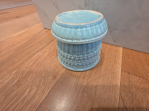 VTG 60s MCM McCoy 5.25" Planter Beaded Flower Pot Robins Egg Blue Aqua Hobnail - Picture 12 of 12