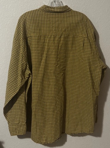Camisa con botones Faded Glory para hombre XL L/S amarillo bolsillo a cuadros 2168 - Imagen 2 de 4