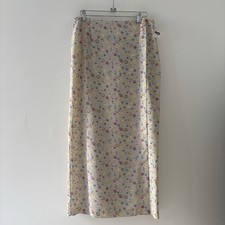 Vintage 90s Floral Maxi Skirt USA Deadstock Cottagecore Wrap L
