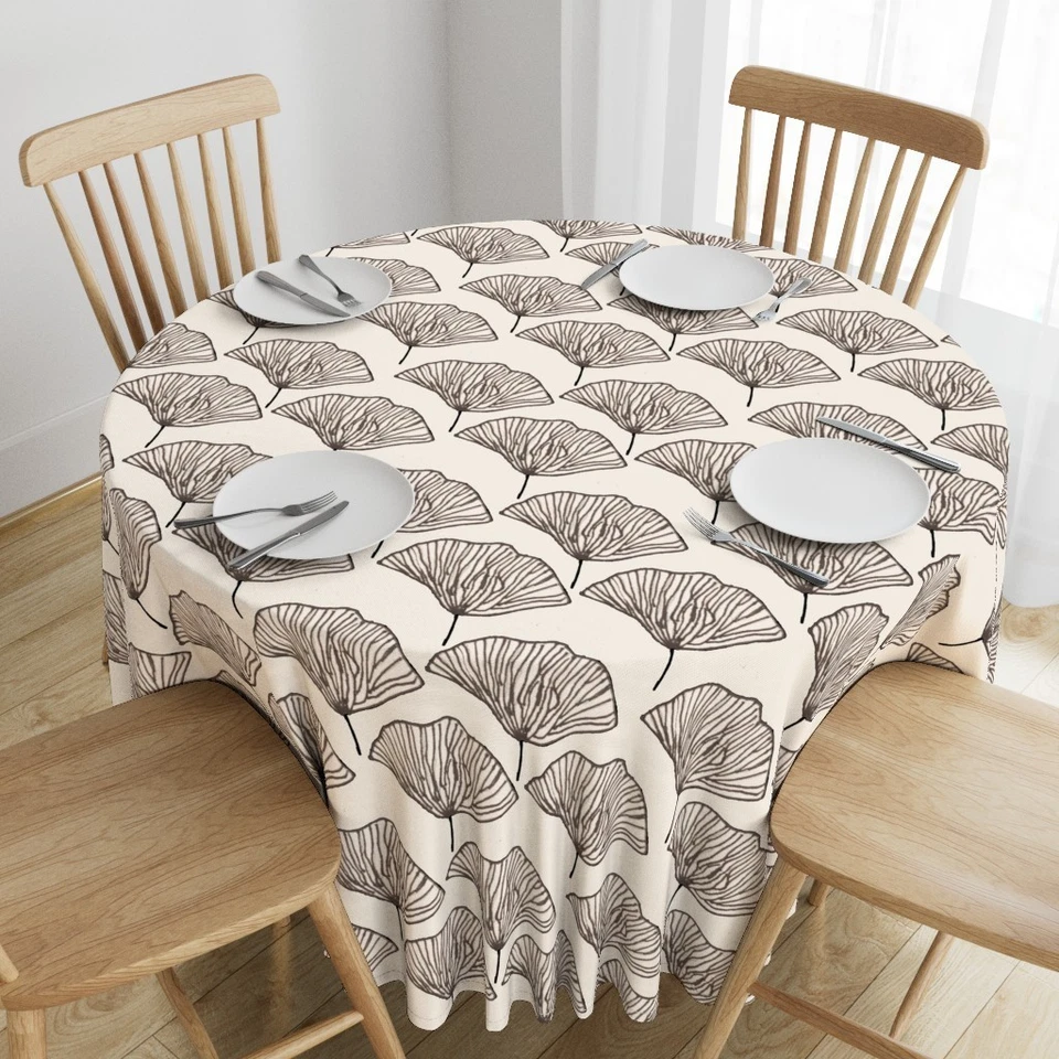 Japandi Farmhouse Art Deco Abstract Printed Round Table Cover, Round Table Cloth - Image 2 of 4