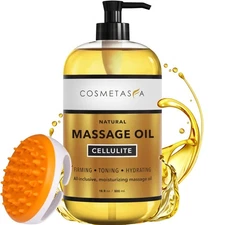 Cellulite Massage Oil with Massager Mitt - 100% Natural Cellulite Oil, Highly...