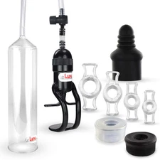 LeLuv Penis Pump EasyOp Zgrip with Black, Clear, Septum and 4 C. Rings