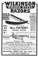 WILKINSON SWORD Rasierer - antike Werbung 1907