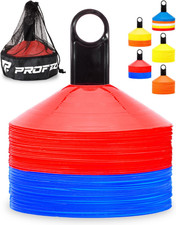 Pro Disc Cones Set of 50 - Agility Soccer Cones with Carry Bag and Holder for