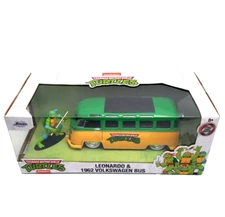 Jada TMNT Leonardo and 1962 Volkswagen Bus Teenage Mutant Ninja Turtles NRFB
