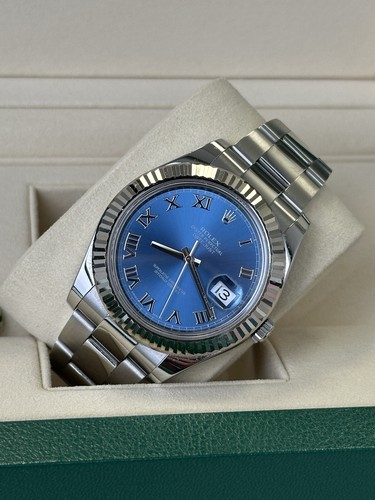 Preowned Rolex Datejust II Blue Azzurro Roman Dial 116334 - Picture 7 of 9