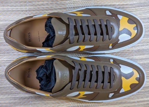 Hugo Boss men's Mirage_Tenn_oxcm camouflage calf leather sneakers Made in Italy - Picture 5 of 23