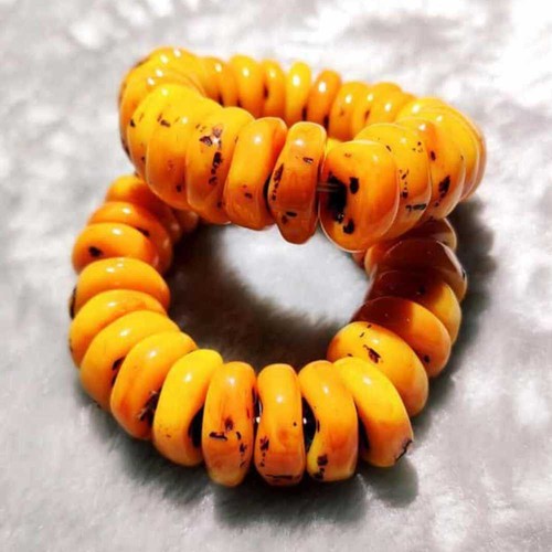 Naturals Amber Yellow Beeswax Old Stone Abacus Bead bracelet Party