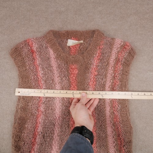 Maglione donna Badlands mohair piccolo gilet rosa marrone righe lana maglia Alberta - Foto 8 di 16