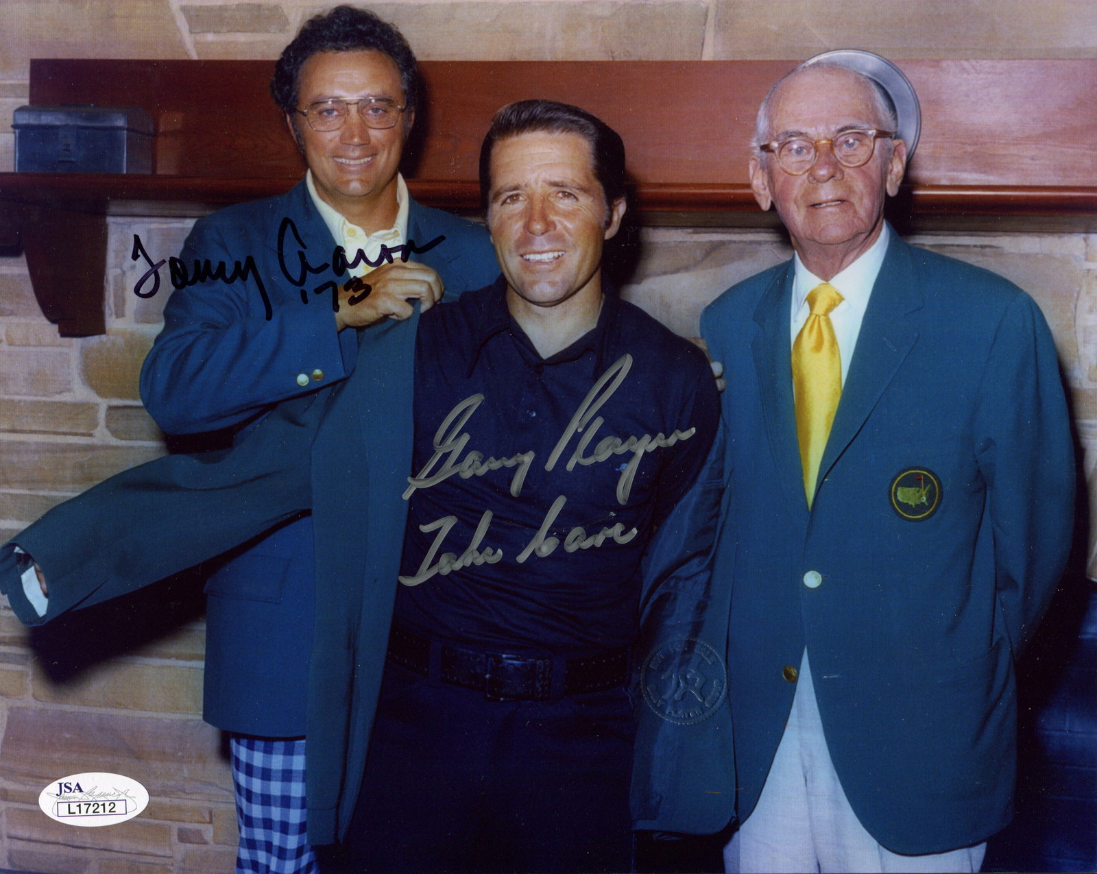 Gary Player Autographed Signed +TOMMY AARON HAND 8x10 PHOTO MASTERS CHAMPIONS JSA 