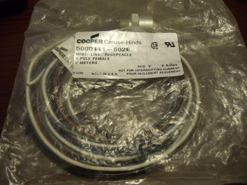  COOPER CROUSE HINDS 5000111-602E MINI LINE 5 POLE FEMALE 2 METERS - Picture 1 of 6
