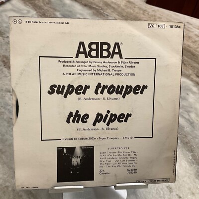 ABBA 7” Super Trouper / The Piper 1980 Original French Press M/EX