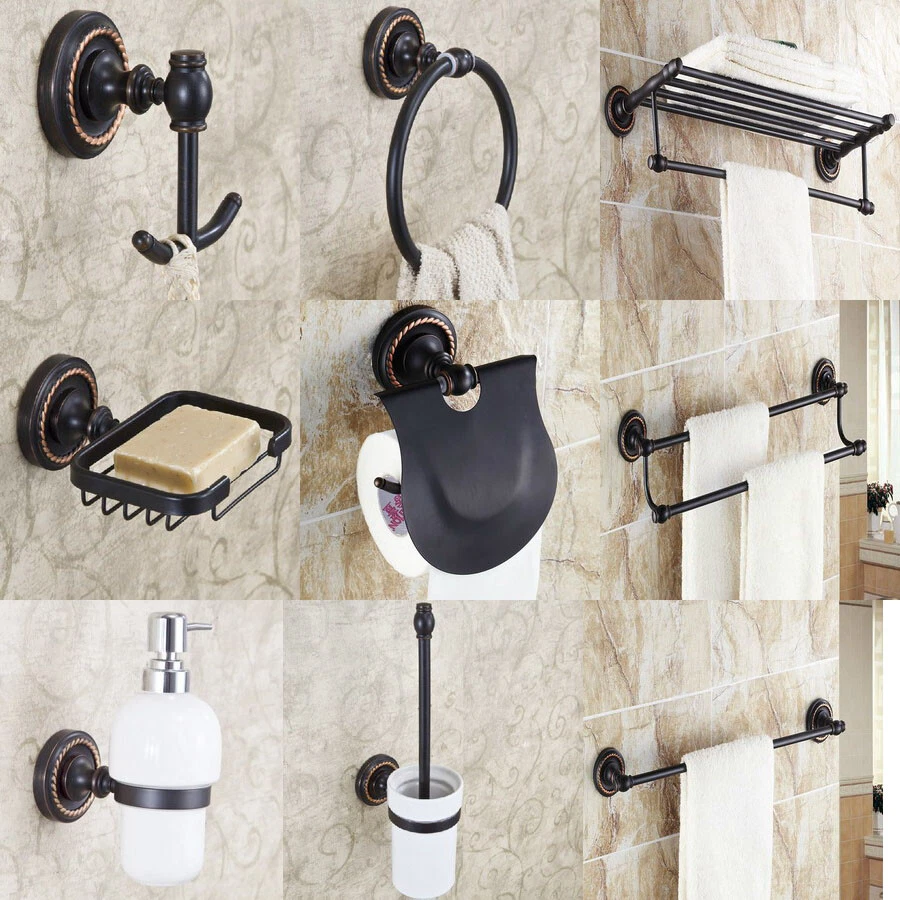 Black Oil Rubbed Bronze Bathroom Accessories Set Bath Hardware Towel Bar  S015