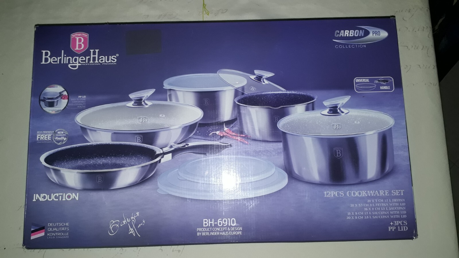 BERLINGER HAUS SERVIES 12-DELIG BH/6910 : Set de casseroles induction antiadhésif marbre