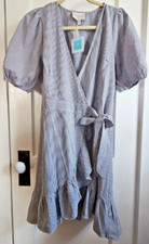 NWT Hayden Los Angeles Wrap Dress Women's black white plaids Women Sz Small