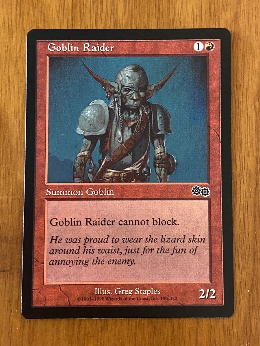 Goblin Raider NM+ NEVER PLAYED MTG Urza's Saga Magic 1998 VINTAGE FAST  SHIPPING
