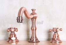 Red Copper Widespread Bathroom Sink Faucet Dual Handles Vanity Basin Mixer Tap
