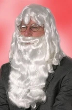DELUXE WHITE SANTA CLAUS WIG AND BEARD SET CHRISTMAS COSTUME ADULT MENS MALE WIG
