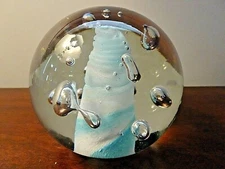 Spiral Tornado & Bubble Art Glass Large Paperweight