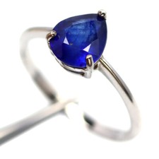 925 Sterling Silver 7 x 9 MM. Blue Sapphire Black Friday Jewelry Ring Size 8.75