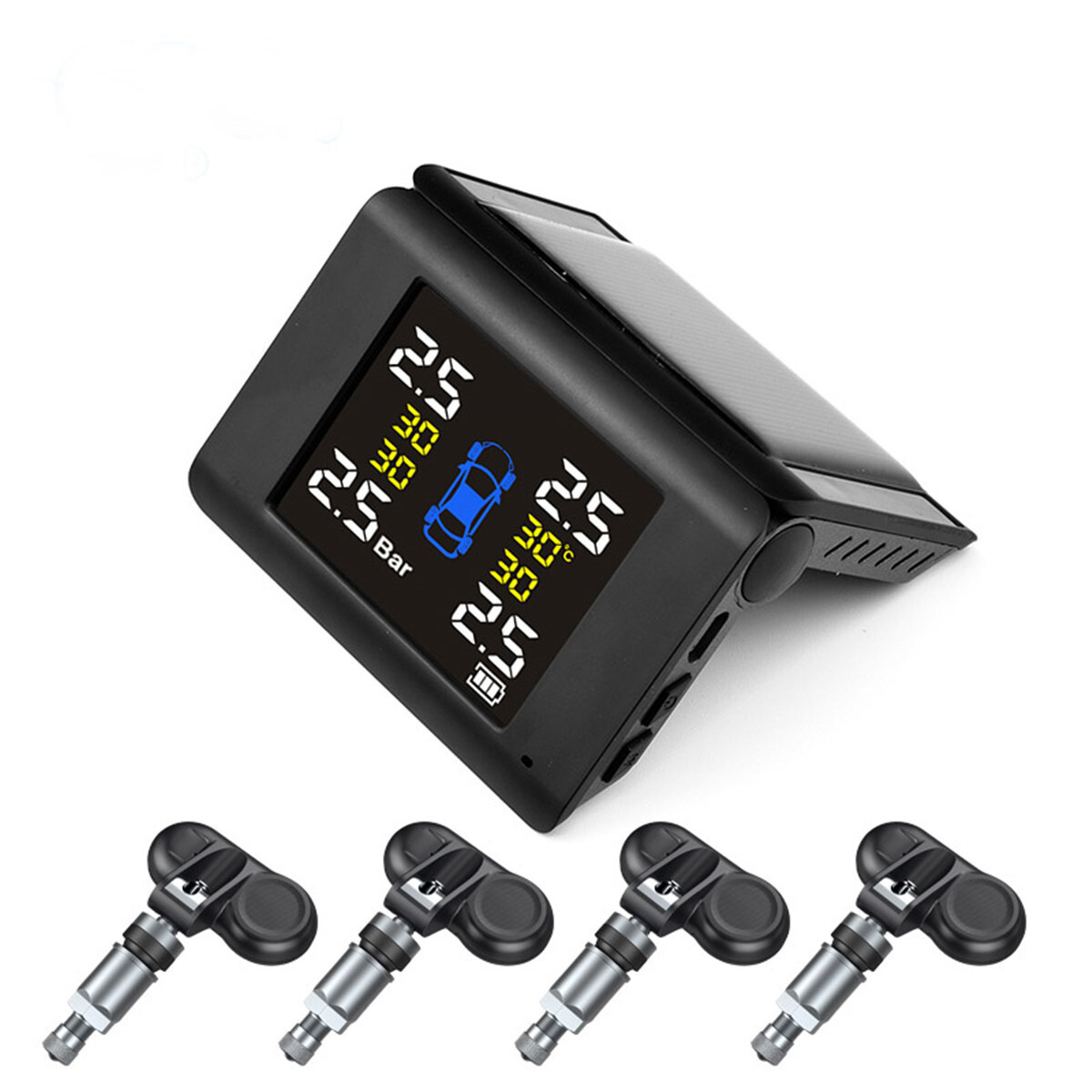TPMS Monitoring Sensors Car Tyre Pressure LCD Display Security Alarm System Kit