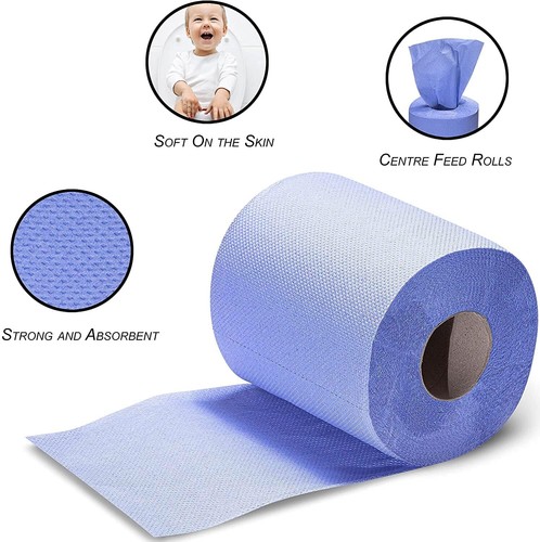 Centre Feed Roll 6/12//30/60 2ply Embossed Kitchen Paper Towel Bigger Blue Rolls - Picture 5 of 9