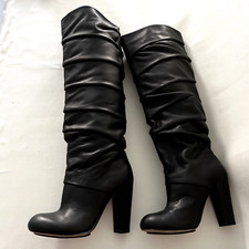Vero Cuoio Modern Vintage Black Leather Ruffl...