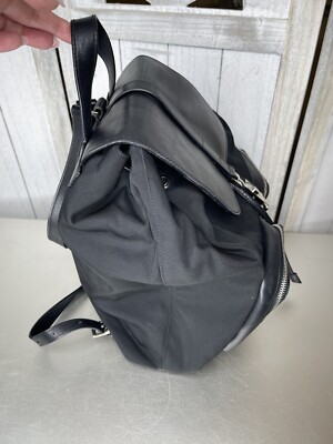 Authentic GUCCI Backpack Bag Black Leather Nylon Printed Logo Silver Metal s-l1200.jpg main image 4