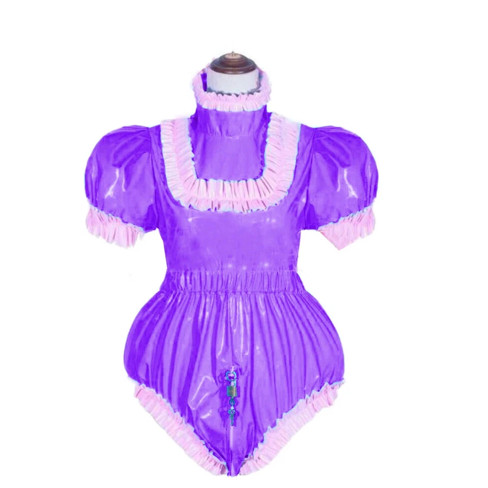 Collants verrouillables Manches courtes bouffantes Fermeture éclair en PVC - Photo 4/4